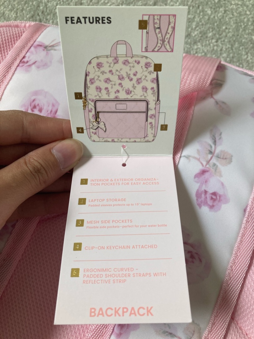 IN-HAND | LoveShackFancy x Target Yoobi Ribbon Rosa Backpack Sterling Dusk - Picture 5 of 13